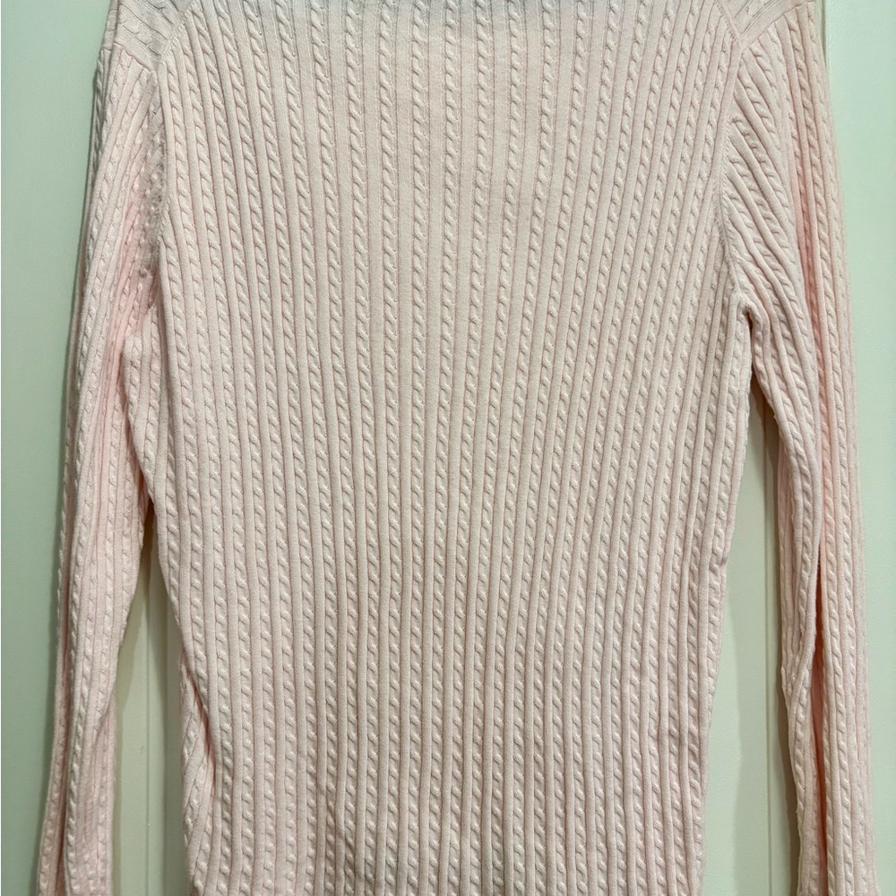Pink Cable Knit Sweater with Black Trim - Picture 5 of 7